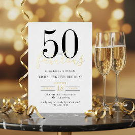 Minimal 50 and Fabulous 50th Birthday Party  箔招待状