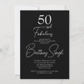 Minimal 50 and Fabulous Black 50th Birthday Party  招待状 (正面)