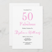 Minimal 50 and Fabulous Pink 50th Birthday 招待状 (正面/裏面)