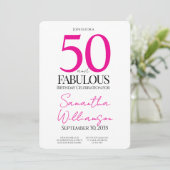 Minimal 50 and Fabulous Pink 50th Birthday 招待状 (スタンド正面)