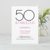 Minimal 50 and Fabulous Pink 50th Birthday Party 招待状 (スタンド正面)