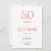 Minimal 50 and Fabulous Pink 50th Birthday Party 招待状 (正面)