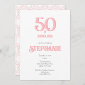 Minimal 50 and Fabulous Pink 50th Birthday Party 招待状 (正面/裏面)