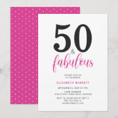 Minimal 50 and Fabulous Pink 50th Birthday Party 招待状 (正面/裏面)