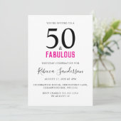 Minimal 50 and Fabulous Pink 50th Birthday Party 招待状 (スタンド正面)