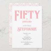 Minimal 50 and Fabulous Pink 50th Birthday Party 招待状 (正面/裏面)