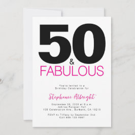 Minimal 50 and Fabulous Pink 50th Birthday Party I 招待状
