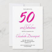 Minimal 50 and Fabulous Pink Photo Birthday 招待状 (正面)