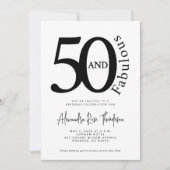 Minimal 50 and Fabulous Script 50th Birthday Party 招待状 (正面)