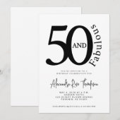 Minimal 50 and Fabulous Script 50th Birthday Party 招待状 (正面/裏面)