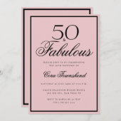 Minimal 50 & Fabulous Dusty Pink 50th Birthday 招待状 (正面/裏面)