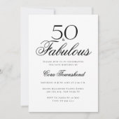 Minimal 50 & Fabulous Typography 50th Birthday 招待状 (正面)