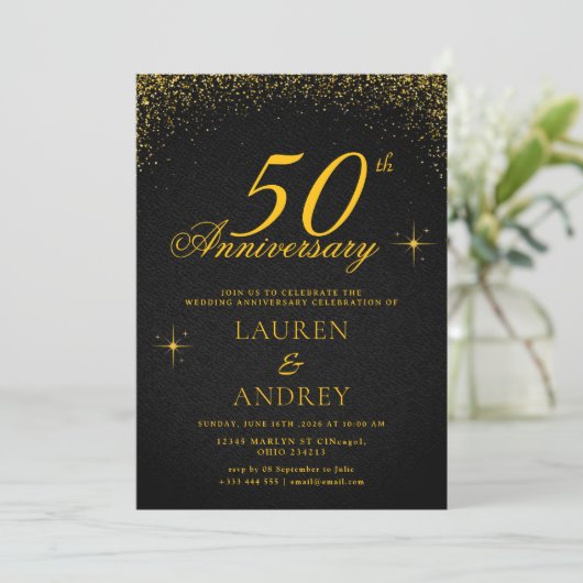 Minimal 50th Wedding Anniversary Invitation 招待状 (スタンド正面)