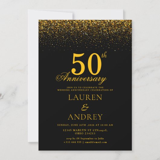 Minimal 50th Wedding Anniversary Invitation 招待状 (正面)