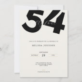 Minimal 54th Birthday Invitation - Bold Typo 招待状 (正面)