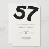 Minimal 57th Birthday Invitation - Bold Typo 招待状 (正面)
