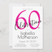 Minimal 60th Celebration Pink 60th Birthday Party 招待状 (正面)