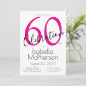 Minimal 60th Celebration Pink 60th Birthday Party 招待状 (スタンド正面)