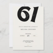 Minimal 61st Birthday Invitation - Bold Typo 招待状 (正面)