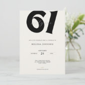 Minimal 61st Birthday Invitation - Bold Typo 招待状 (スタンド正面)