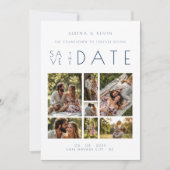 Minimal 7 Photo Wedding Collage ダスティブルー TLW26 ノートカード (正面)