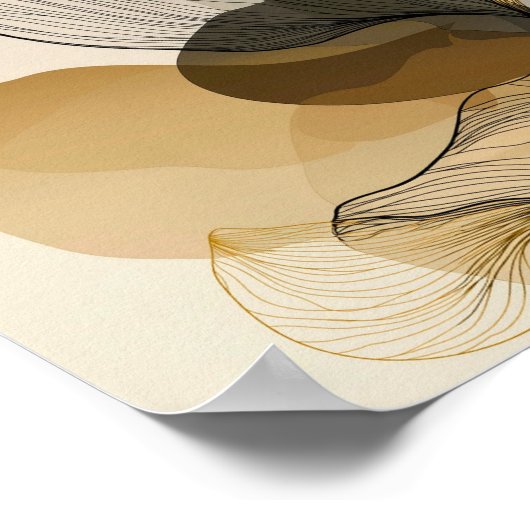 Minimal Abstract Botanical Line Art Design ポスター (角)