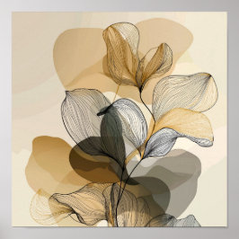 Minimal Abstract Botanical Line Art Design ポスター