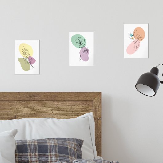 Minimal Abstract Botanical Line Art Prints (寝室)