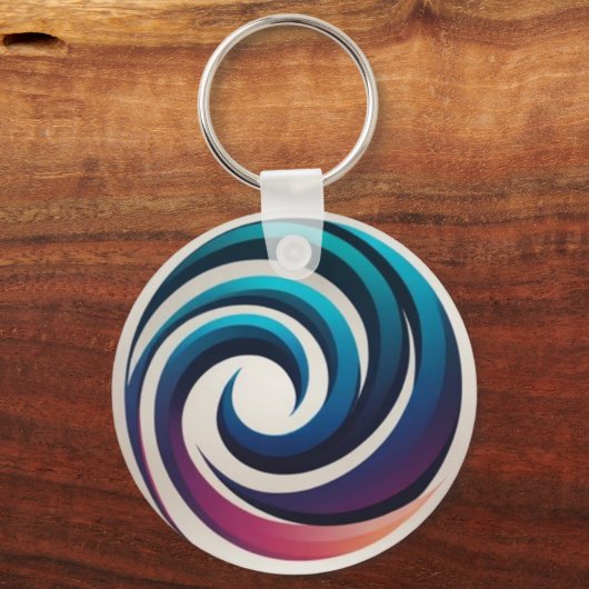 Minimal Abstract Color Spiral Circle Design キーホルダー (正面)
