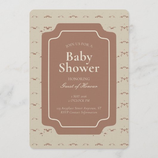 Minimal Abstract Geometric Gender Neutral Beige 招待状 (正面)