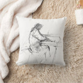 Minimal Abstract Pianist Playing Piano – Elegant  クッション (ブランケット)