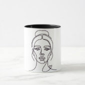 Minimal Abstract Woman Face Line Art Mug マグカップ (中央)