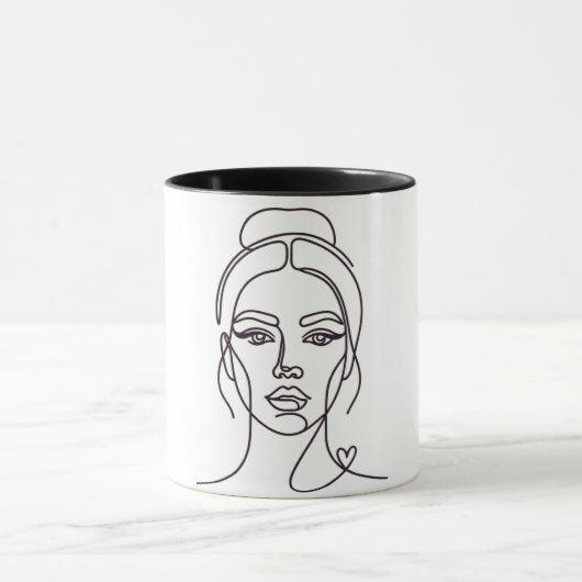 Minimal Abstract Woman Face Line Art Mug マグカップ (中央)
