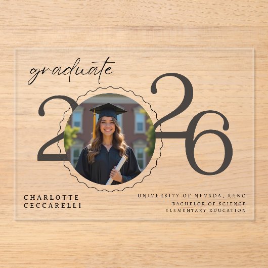 Minimal Acrylic Graduation Announcement アクリル招待状 (正面)