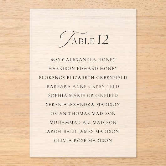 Minimal Acrylic Table Seating Sign アクリル招待状 (正面)