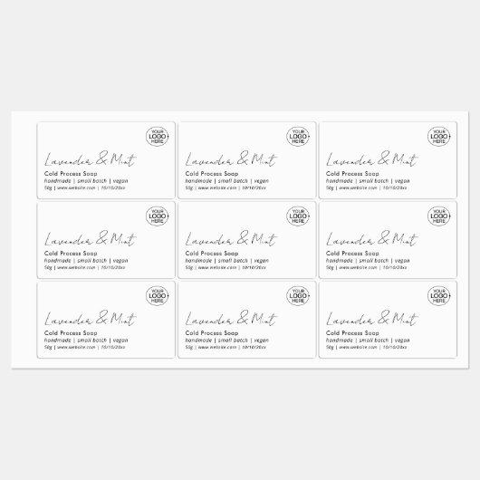 Minimal Add Your Logo Script Beauty Product ラベル (シート)