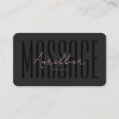 Minimal Aesthetic Pink Black Massage Therapist 名刺 (正面)