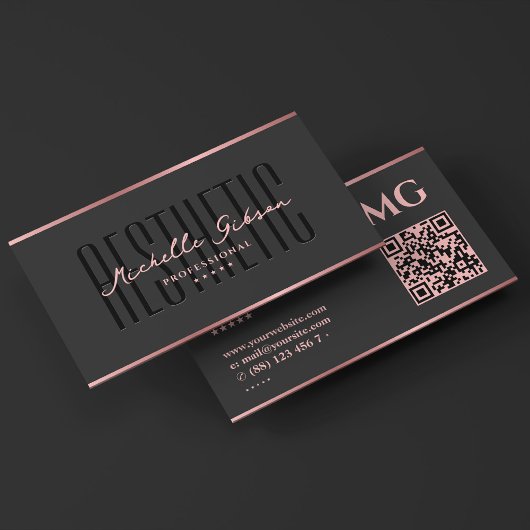 Minimal Aesthetic Pink Black Professional Beauty 名刺