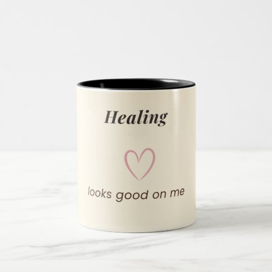 Minimal Aesthetic Quote Design “Healing Looks Good ツートーンマグカップ (中央)