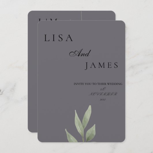 MINIMAL AESTHETIC WEDDING INVITATION (正面/裏面)