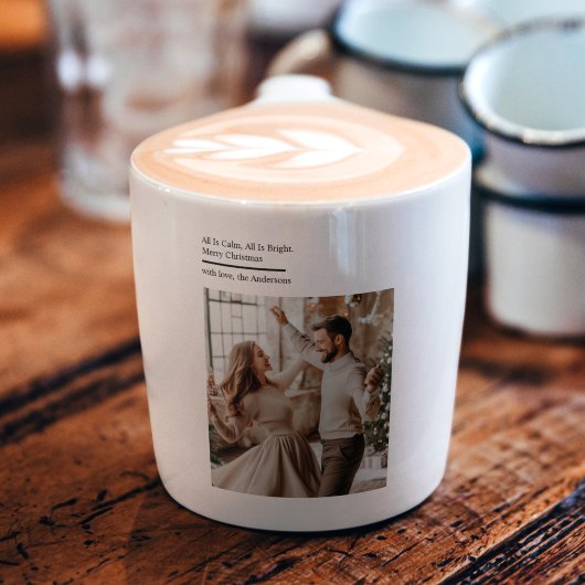 Minimal All Is Calm All Is Bright Christmas Photo エスプレッソカップ