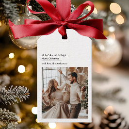 Minimal All Is Calm All Is Bright Christmas Photo ギフトタグ