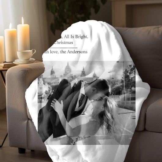 Minimal All Is Calm All Is Bright Christmas Photo  シェルパブランケット