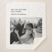 Minimal All Is Calm All Is Bright Christmas Photo  シェルパブランケット (正面)