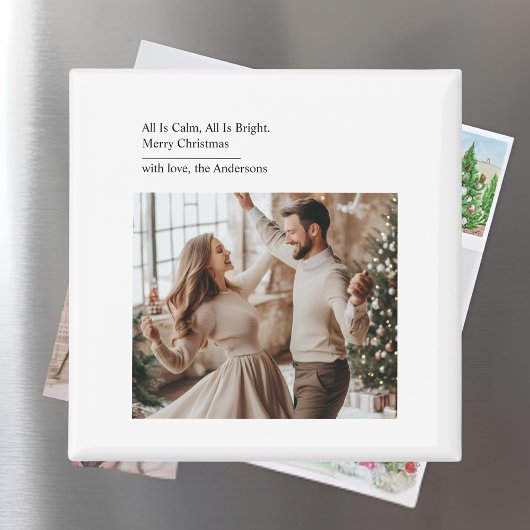 Minimal All Is Calm All Is Bright Christmas Photo  マグネット