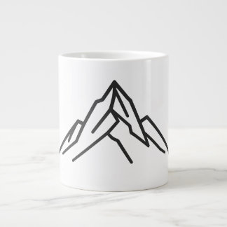 Minimal Alpine Mountain Line Art Mug ジャンボコーヒーマグカップ