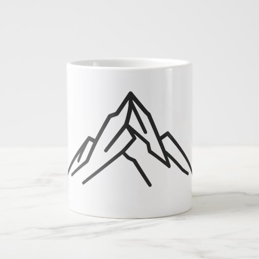 Minimal Alpine Mountain Line Art Mug ジャンボコーヒーマグカップ (正面)