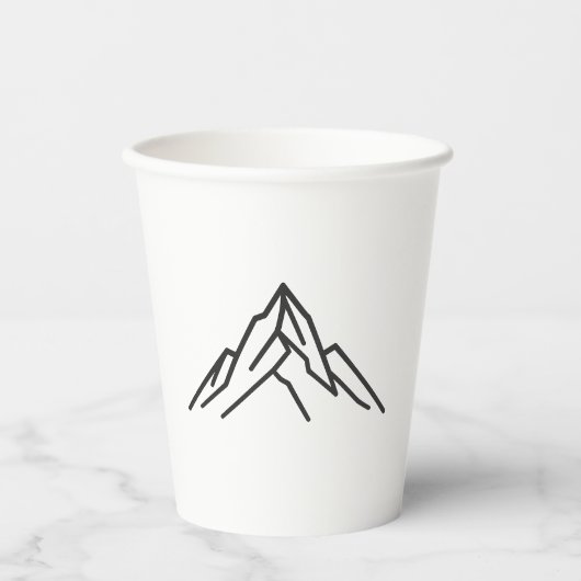 Minimal Alpine Mountain Line Art Paper Cup 紙コップ (正面)