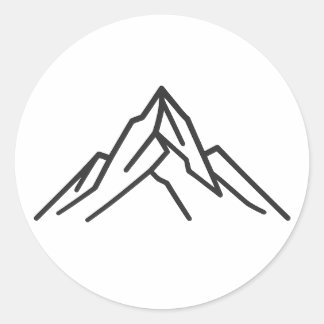 Minimal Alpine Mountain Line Art Sticker ラウンドシール