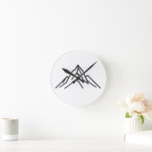 Minimal Alpine Mountain Line Art Wall Clock ラウンド壁時計 (ホーム)